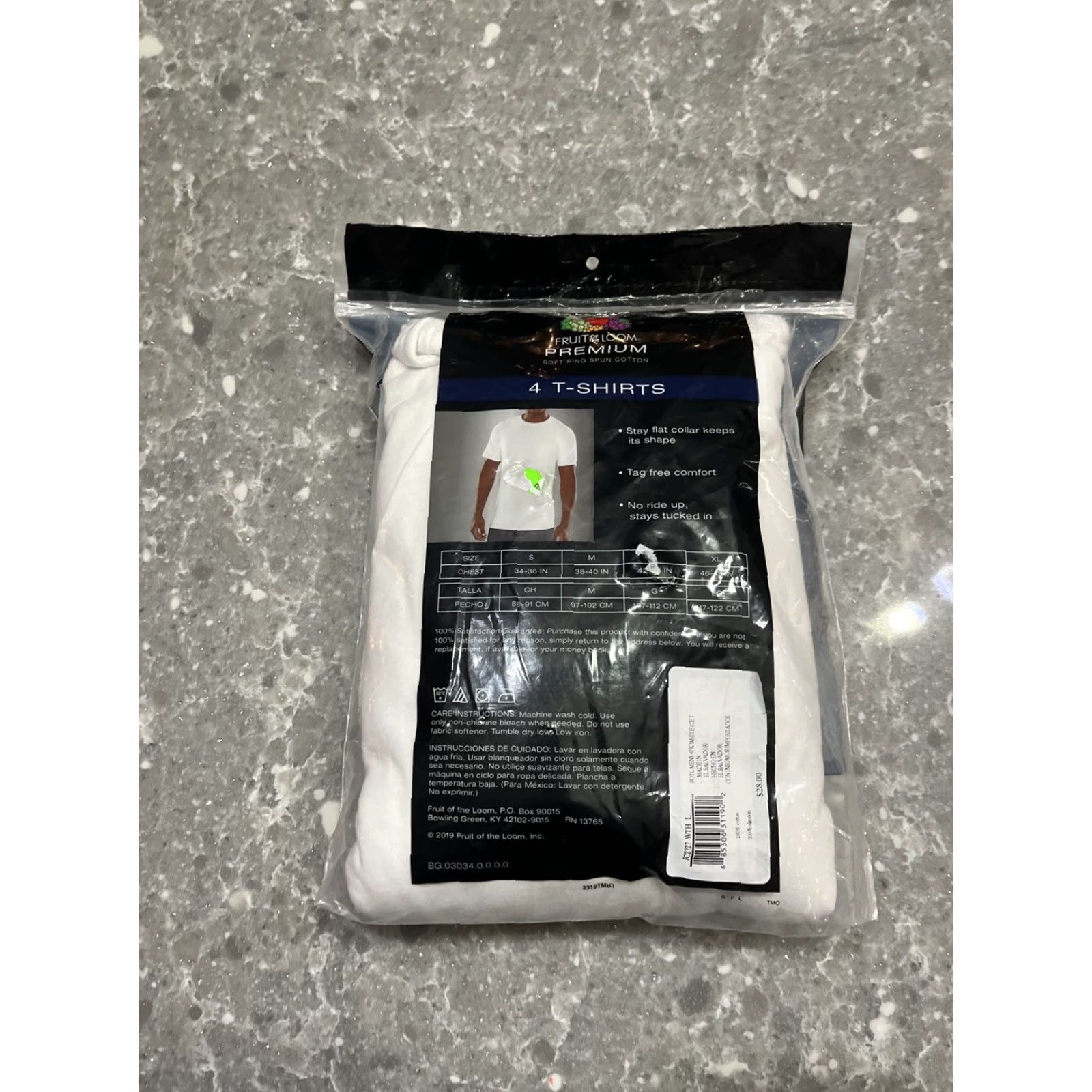 Fruit Of The Loom Fruit of the Loom Premium Men’s 4 Pack Cotton T-Shirts Undershirts White Size S Regular Mens Size US S / EU 44-46 / 1 - 3 Thumbnail