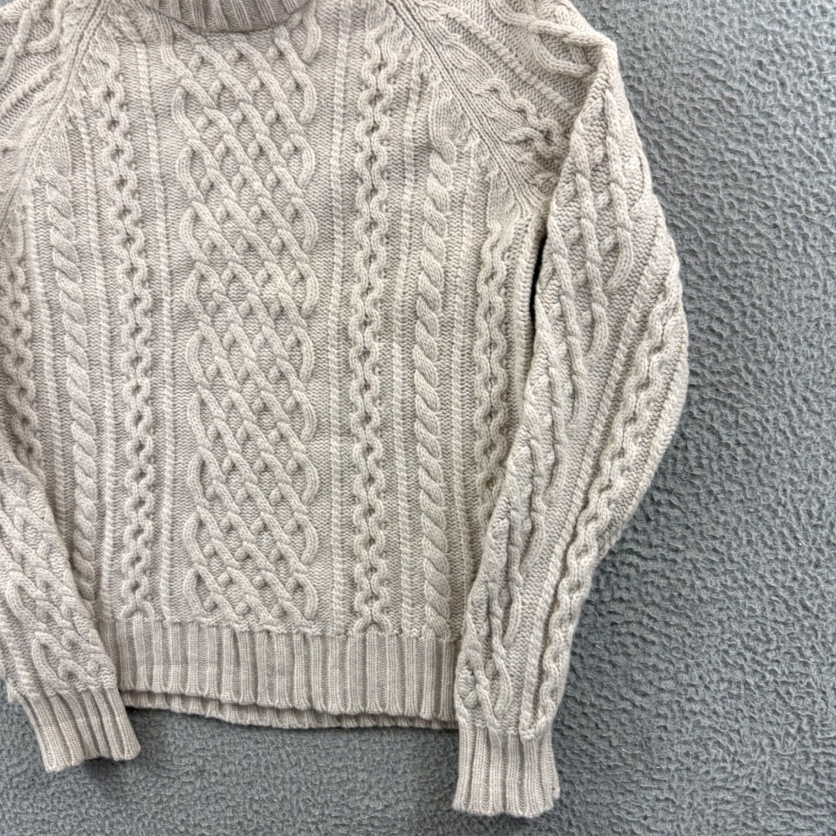 Lands' End Lands' End Sweater Mens Medium Beige Cable Knit Long Sleeve Pullover Casual Preppy Outdoor Wool Cotton Size US M / EU 48-50 / 2 - 5 Thumbnail
