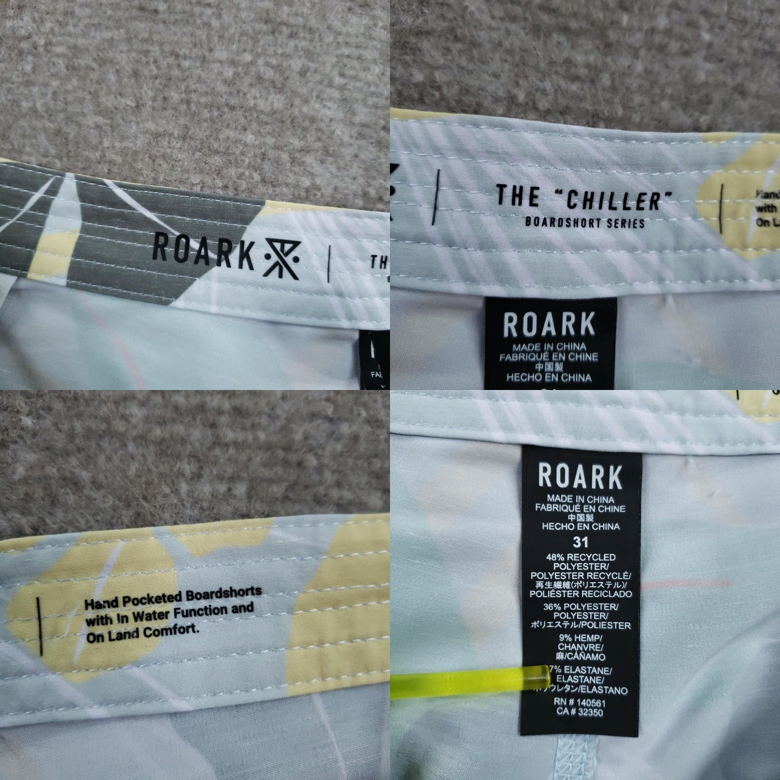 Roark Roark Board Shorts Mens 32 Gray Floral Quick Dry Drawstring Back Pocket Notes: N/A Size US 32 / EU 48 - 8 Thumbnail