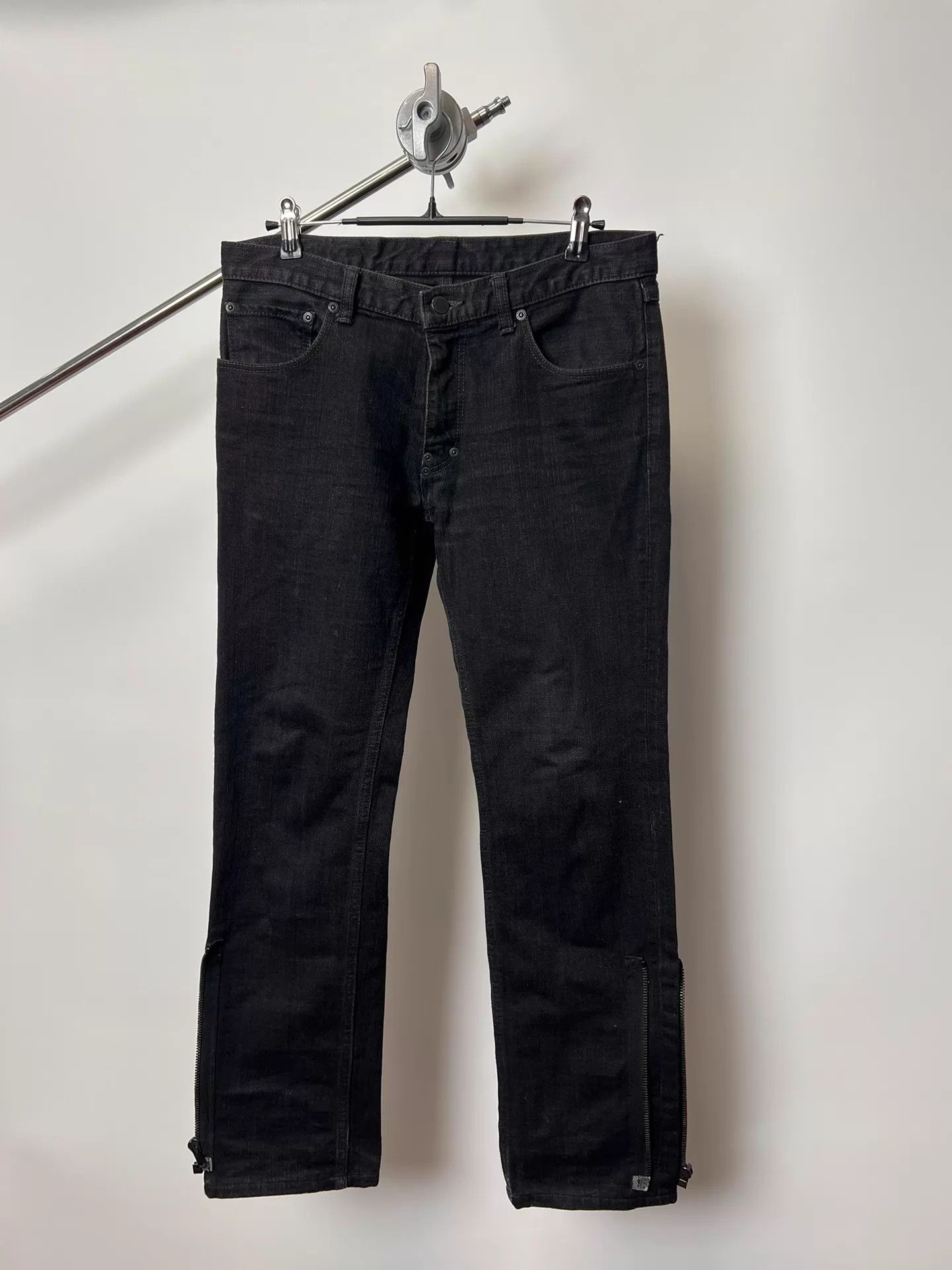 Number (N)ine Number Nine Zipper Slim Black Jeans Size US 30 / EU 46 - 2 Thumbnail