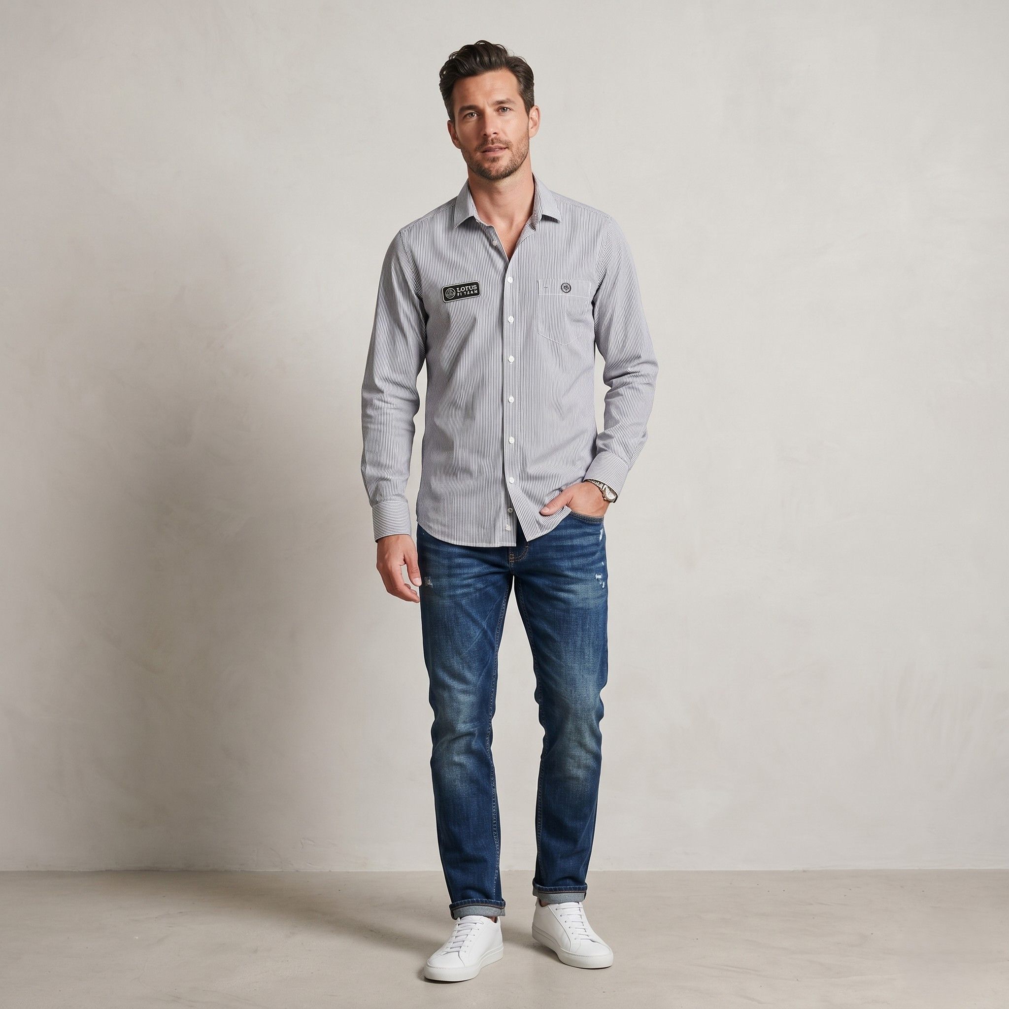 Henri Lloyd Henri Lloyd Men L Casual Shirt Gray Striped Top 6435 Size US L / EU 52-54 / 3 - 1 Thumbnail