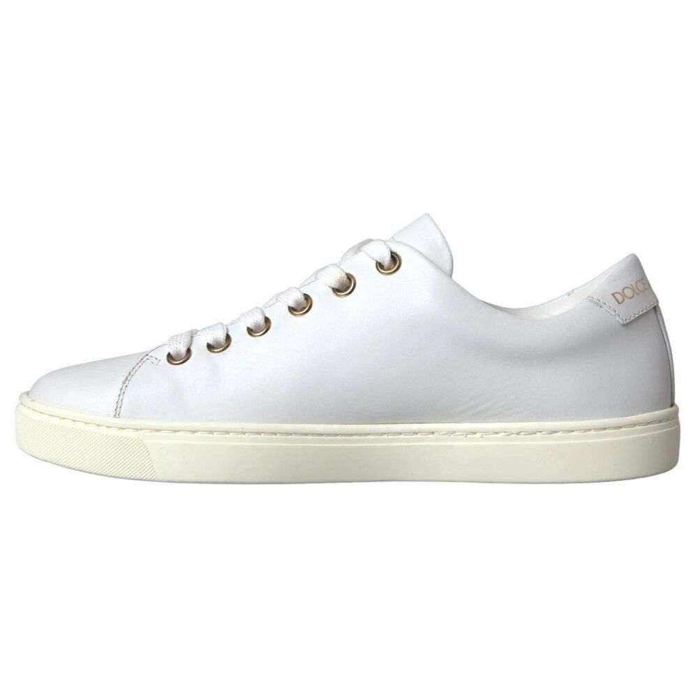 Dolce & Gabbana Dolce & Gabbana White Leather Gold Red Heart Sneakers Shoes Size US 6.5 / IT 36.5 - 5 Thumbnail