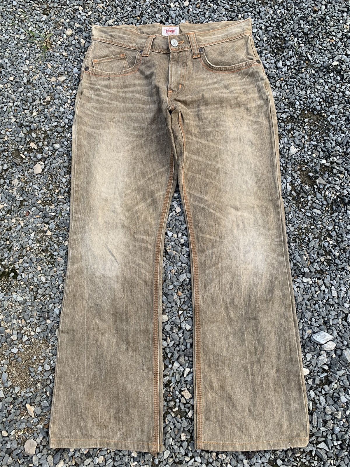 Edwin FLARE EDWIN XV BUCKLE BACK PUNK RUSTY JAPANESE DENIM Size US 33 - 1 Thumbnail
