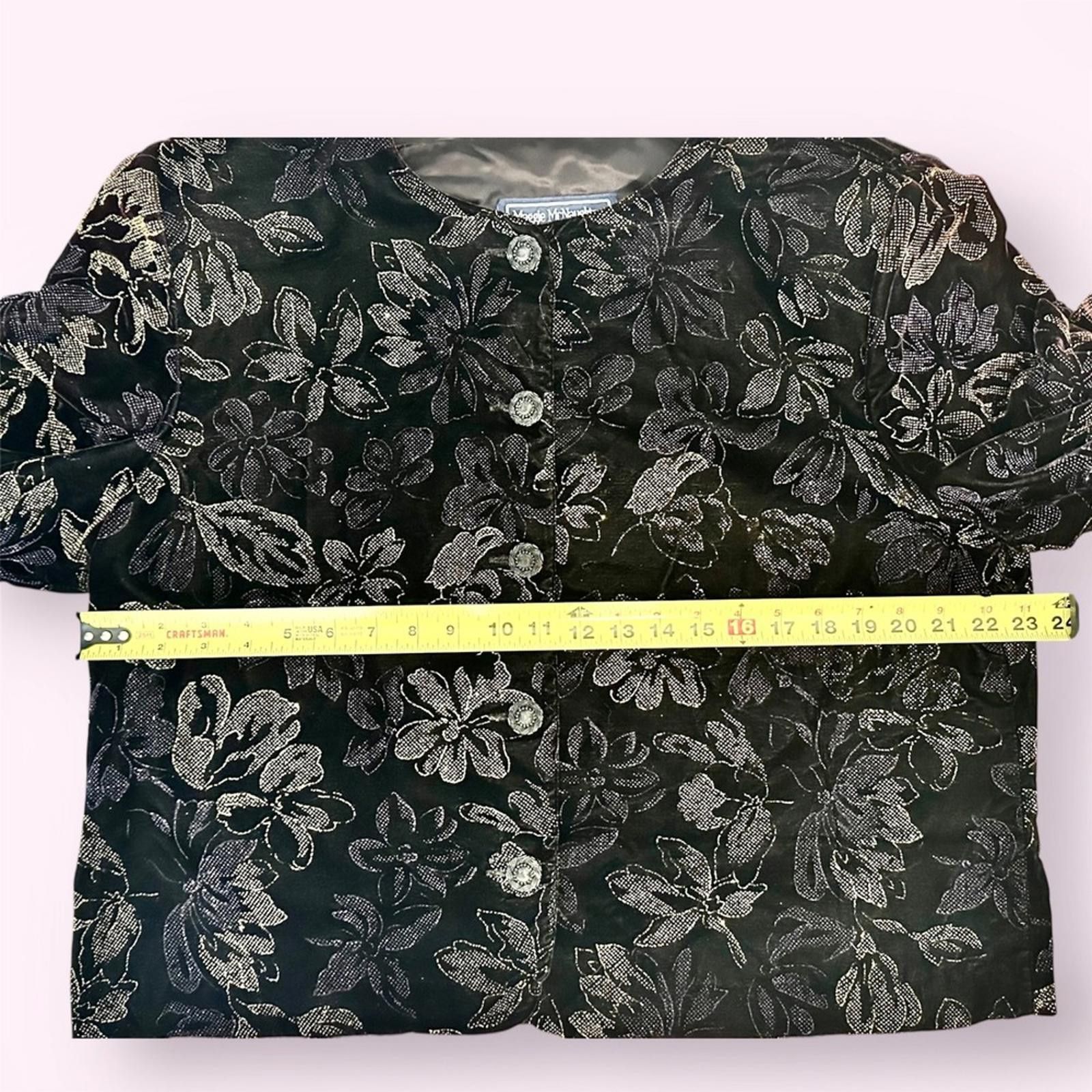 Designer Maggie Mcnaughton VINTAGE 90s Velvet Floral Jacket Size XXL / US 16-18 / IT 52-54 - 3 Thumbnail