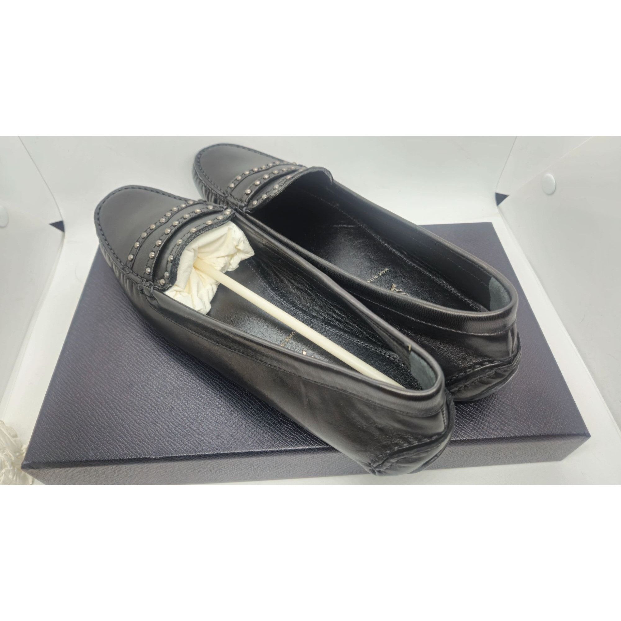 Prada Prada Womens Black Leather Studded Loafers Size 39 original Size US 9 / IT 39 - 4 Thumbnail