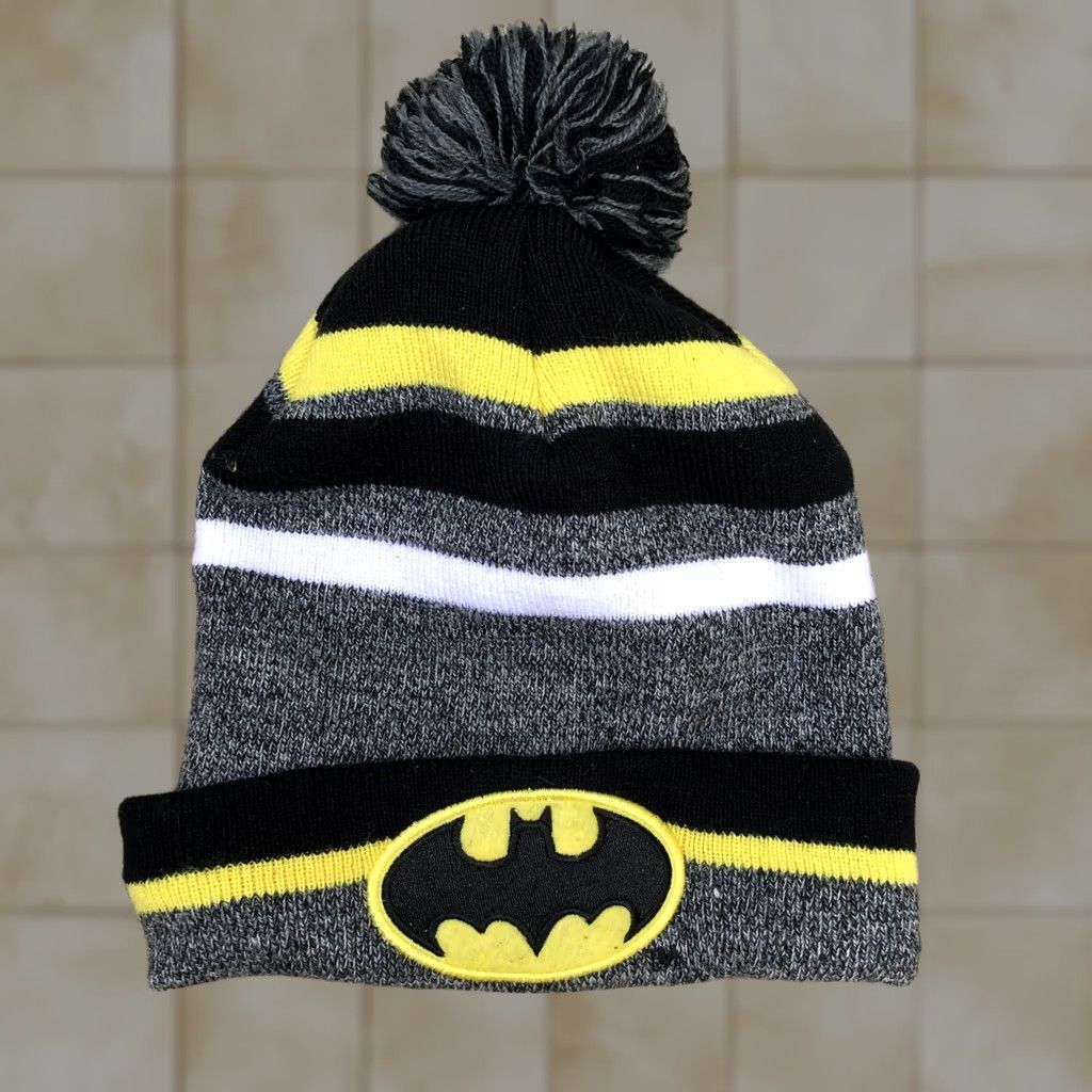 DC Comics DC Comics Batman Cuffed Beanie Pom Hat One Size Grey Cap Mens Size ONE SIZE - 1 Thumbnail