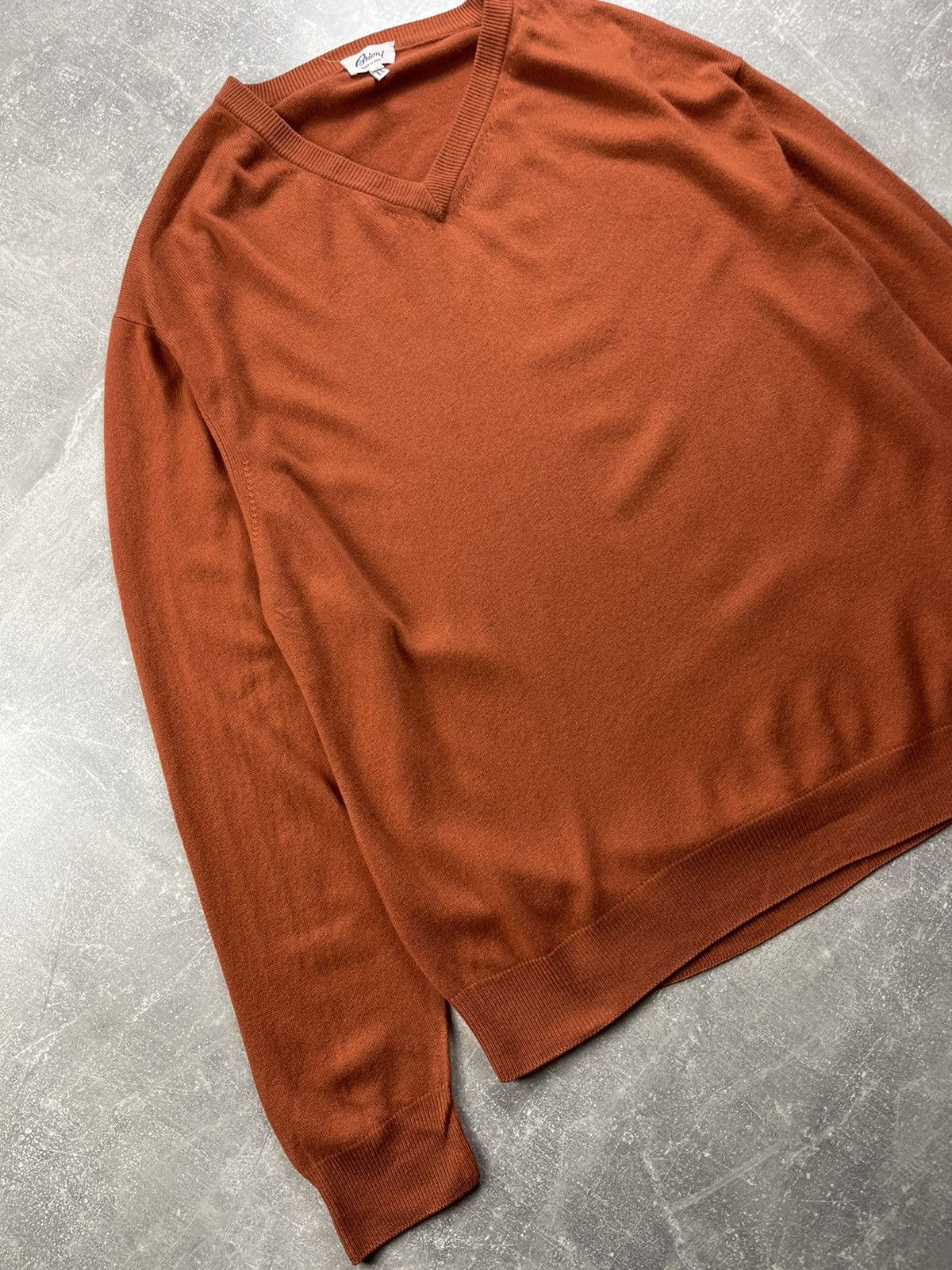 Brioni Brioni 100%Cashmere Luxury V-Neck Knit Orange Sweater Brown Size US L / EU 52-54 / 3 - 2 Thumbnail