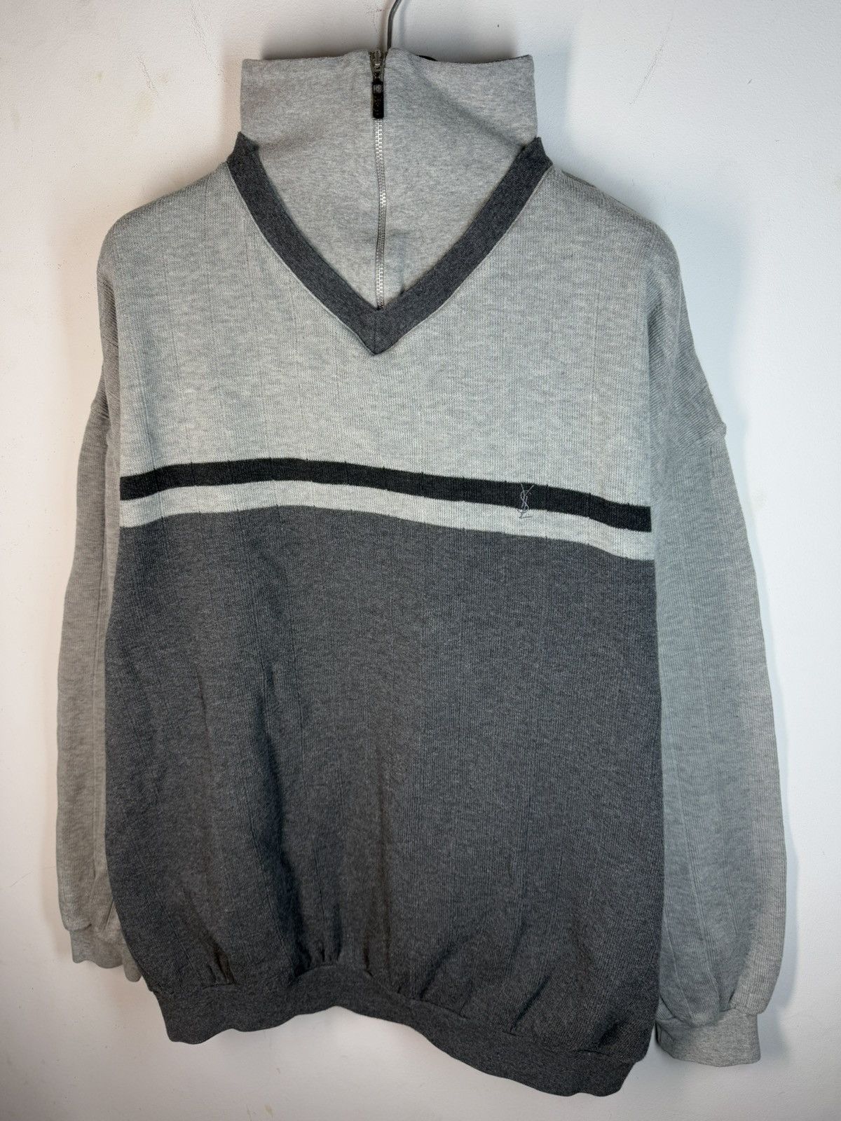 Yves Saint Laurent 90’s YSL Sweatshirt 1/4 Zip Up Vintage Sweater Old Money y2k Size US XXL / EU 58 / 5 - 19 Thumbnail