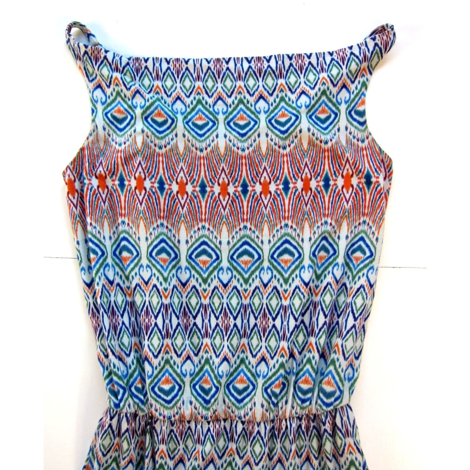 Vintage CAbi Cotton Jersey Stretch Orange Blue Green Long Maxi Slip Tank Dress XS Size XS / US 0-2 / IT 36-38 - 4 Thumbnail
