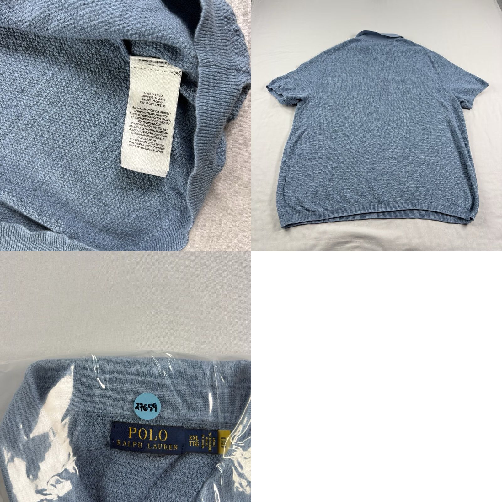 Polo Ralph Lauren Polo Ralph Lauren Sweater Men’s 2XL Blue Linen Cotton Blend Polo Collar Stretch Short Sleeve Pullover Size US XXL / EU 58 / 5 - 8 Thumbnail