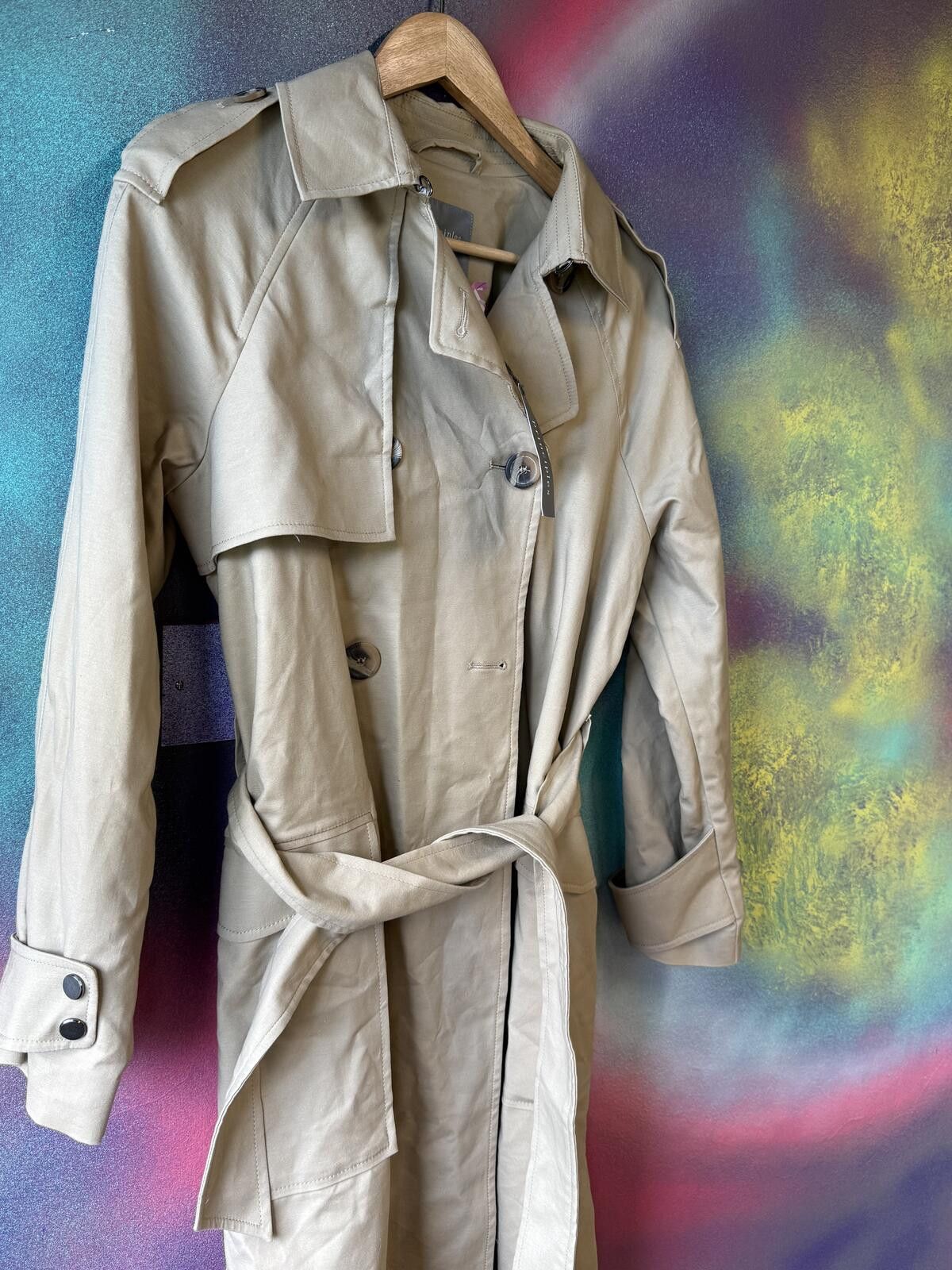 Other Principles stone double breasted trench coat-belted Mac Size M / US 6-8 / IT 42-44 - 3 Thumbnail
