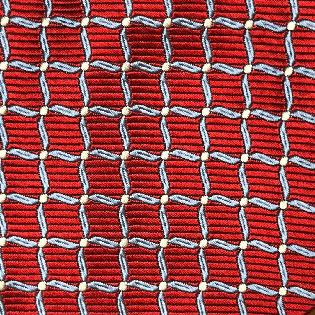 Brooks Brothers Tie Men One Size Silk Made in USA Woven Imported Fabric Red Multicolor L 58 W 4