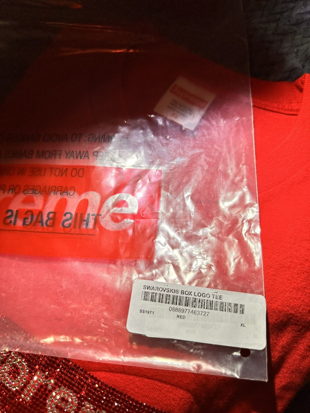 Supreme Supreme Swarovski Box Logo Tee XL Red Size US XL / EU 56 / 4 - 7 Thumbnail