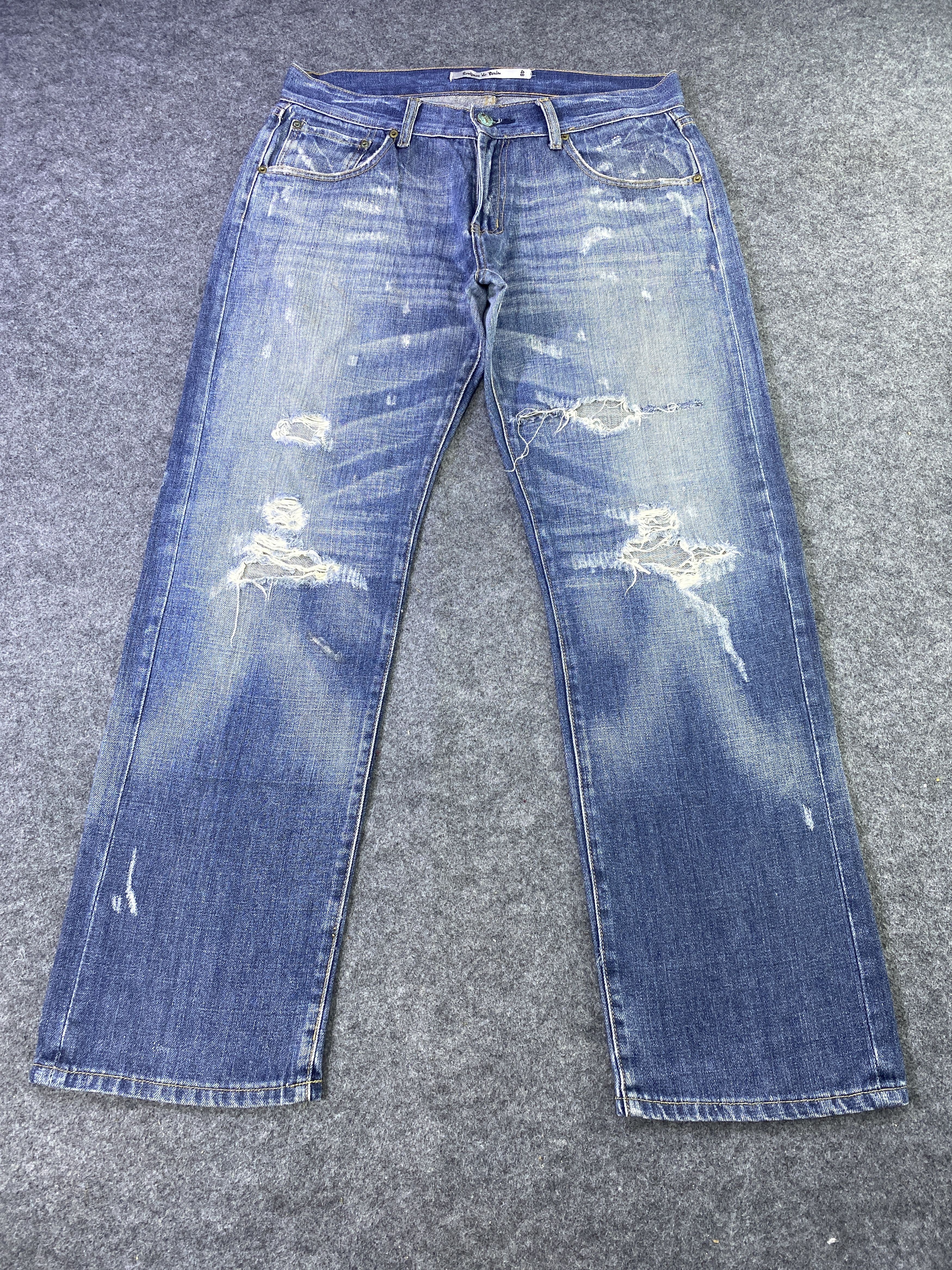 Japanese Brand Savignac 'de Denim Distressed Blue Wash Jeans - J956 Size US 34 / EU 50 - 2 Thumbnail