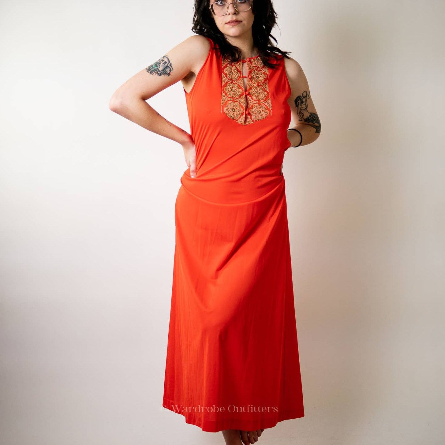 Vintage Vintage 1960's Embroidered Gossard Artemis Coral Dress Size M / US 6-8 / IT 42-44 - 3 Thumbnail