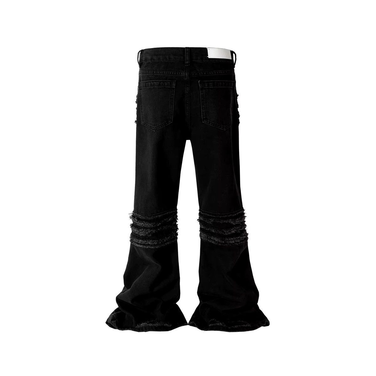 Japanese Brand × Jean High Street Frayed Tassel Black Flare Jeans Size US 32 / EU 48 - 4 Thumbnail
