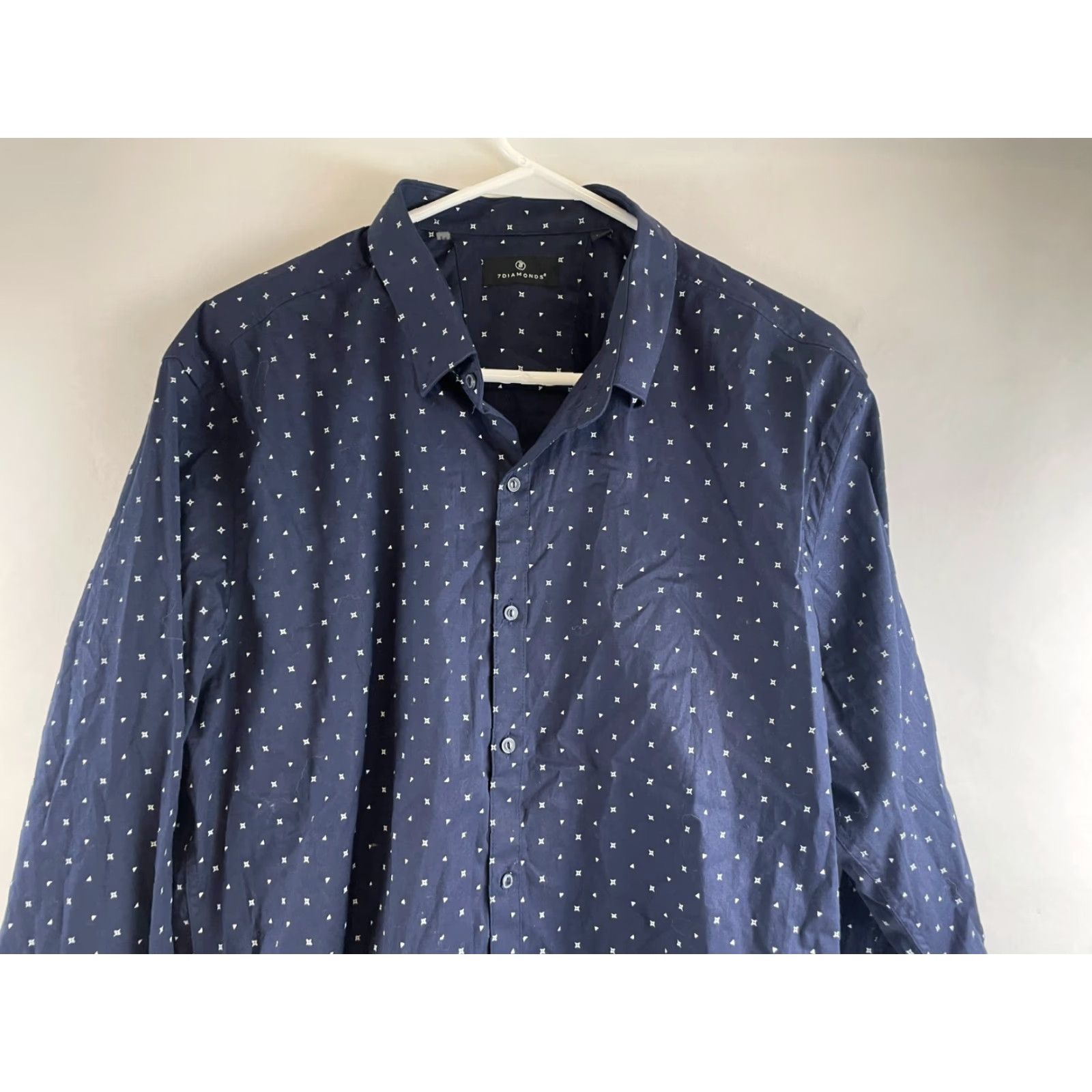 Vintage 7 Diamonds Shirt Men XL Navy Blue Button Up Long Sleeve Size US XL / EU 56 / 4 - 3 Thumbnail