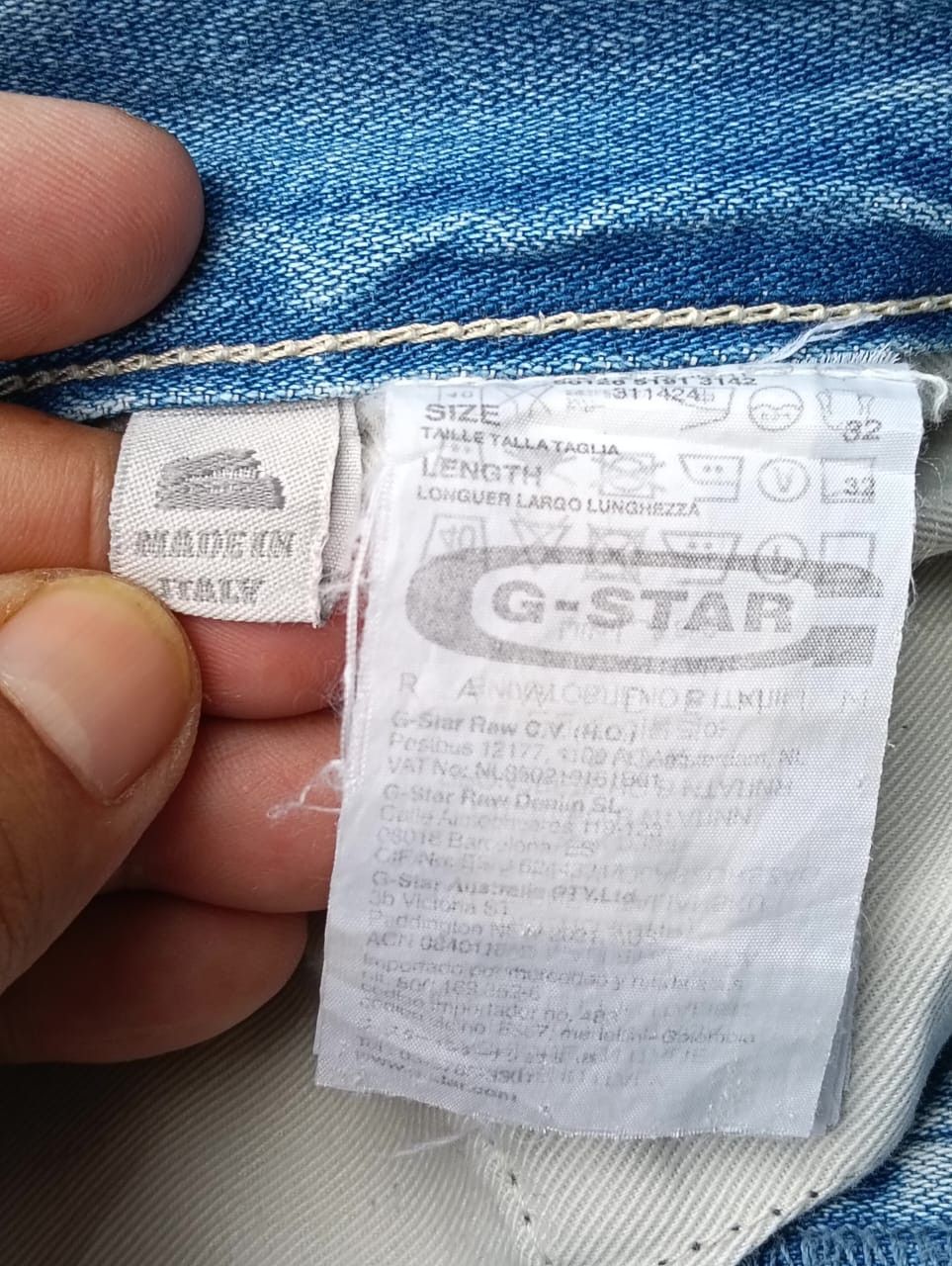 G-Star G-Star RAW 3301 Light Blue Distressed Jeans Paint Splatter. Size US 31 - 4 Thumbnail
