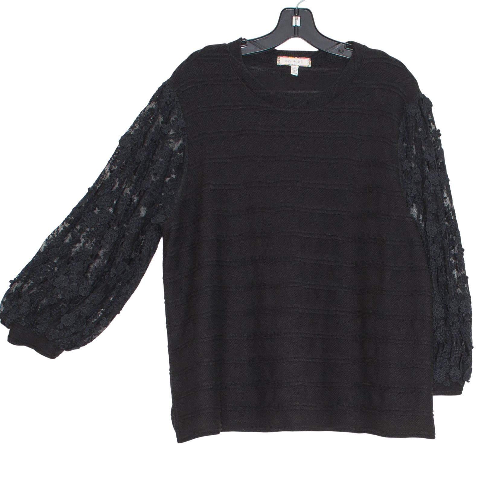 Other Eri + Ali Sweater Black Lace Floral Balloon Sleeve M Boho Size M / US 6-8 / IT 42-44 - 2 Thumbnail