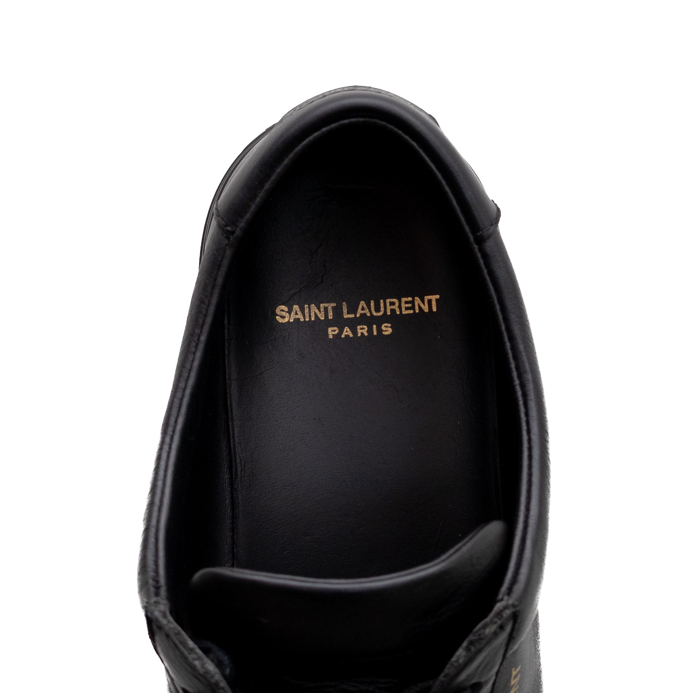 Saint Laurent Paris SAINT LAURENT ANDY BLACK LEATHER LOGO SNEAKERS SZ 8 Size US 8 / EU 41 - 10 Thumbnail