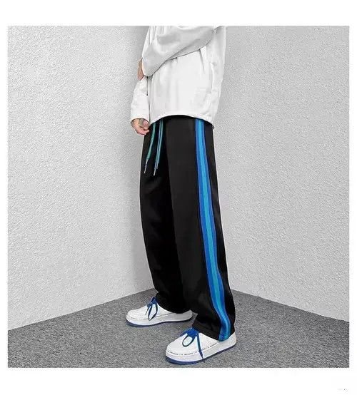 Jean Blue Striped Men's Sweatpants Loose Fashion Trousers Size US 34 / EU 50 - 2 Thumbnail