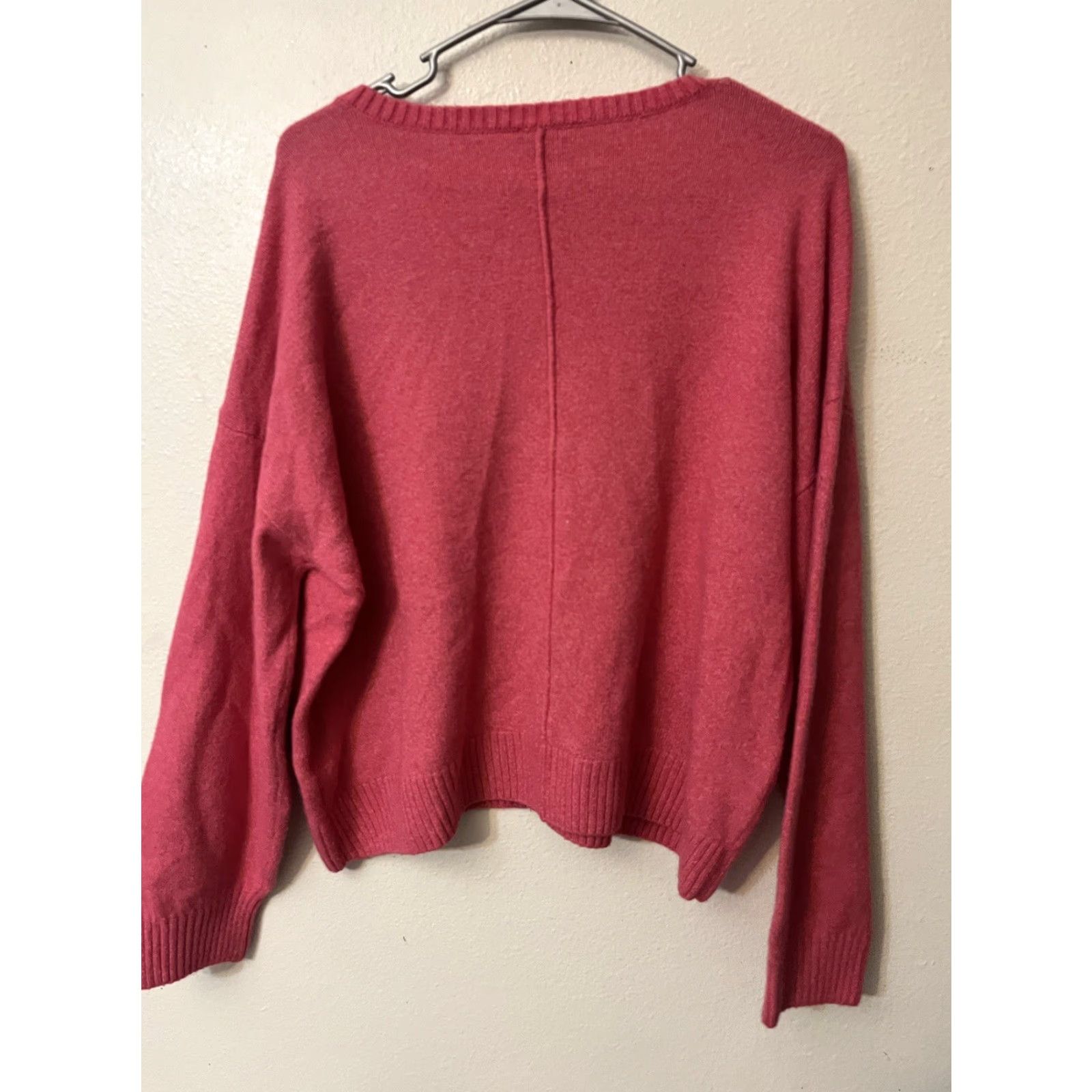 Vince Camuto Vince Camuto Pink V-Neck Sweater Top L Women Pullover Knit Long Sleeve Size L / US 10 / IT 46 - 2 Thumbnail