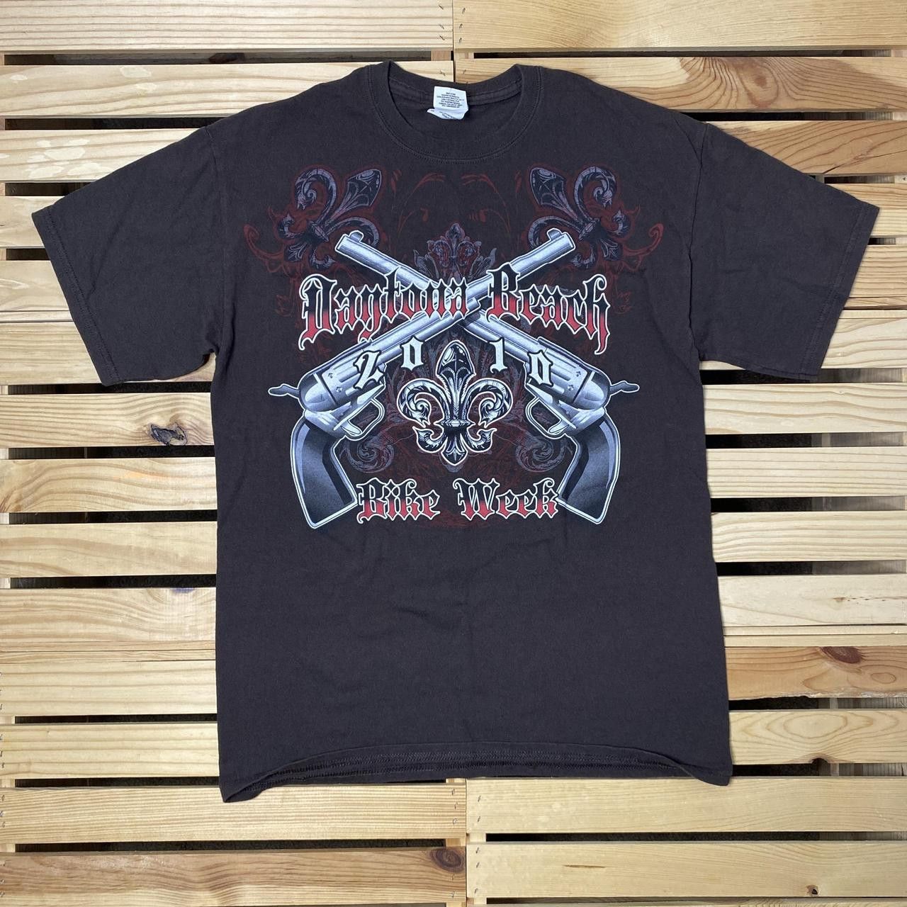 Gildan Daytona Beach Bike Week 2010 Brown Y2K Biker Tee Size Medium Size US M / EU 48-50 / 2 - 2 Thumbnail