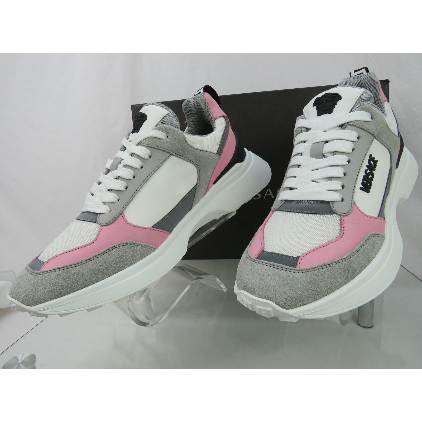 Versace VERSACE PINK WHITE LEATHER MEDUSA HEAD PLATFORM SNEAKERS 38 Size US 8 / IT 38 - 5 Thumbnail