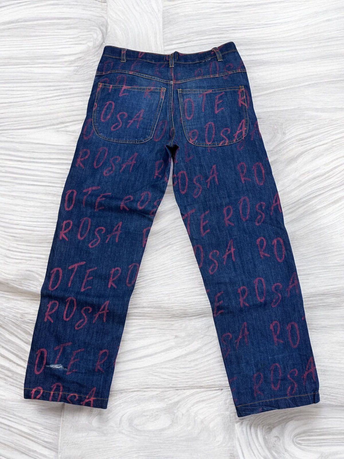 Japanese Brand ROTE ROSA All Print Distressted Denim Jeans Size US 32 / EU 48 - 2 Thumbnail