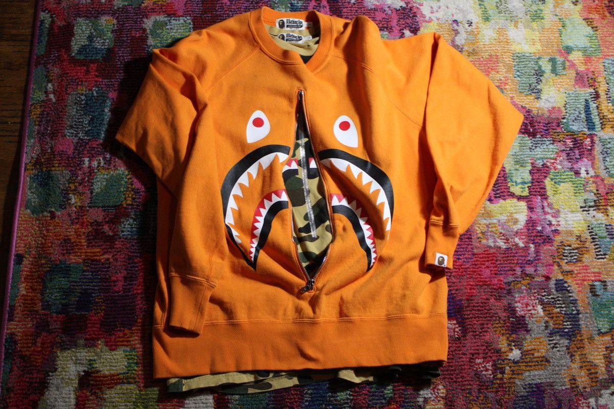 Bape Orange Bape Zip Crewneck Size US L / EU 52-54 / 3 - 1 Thumbnail