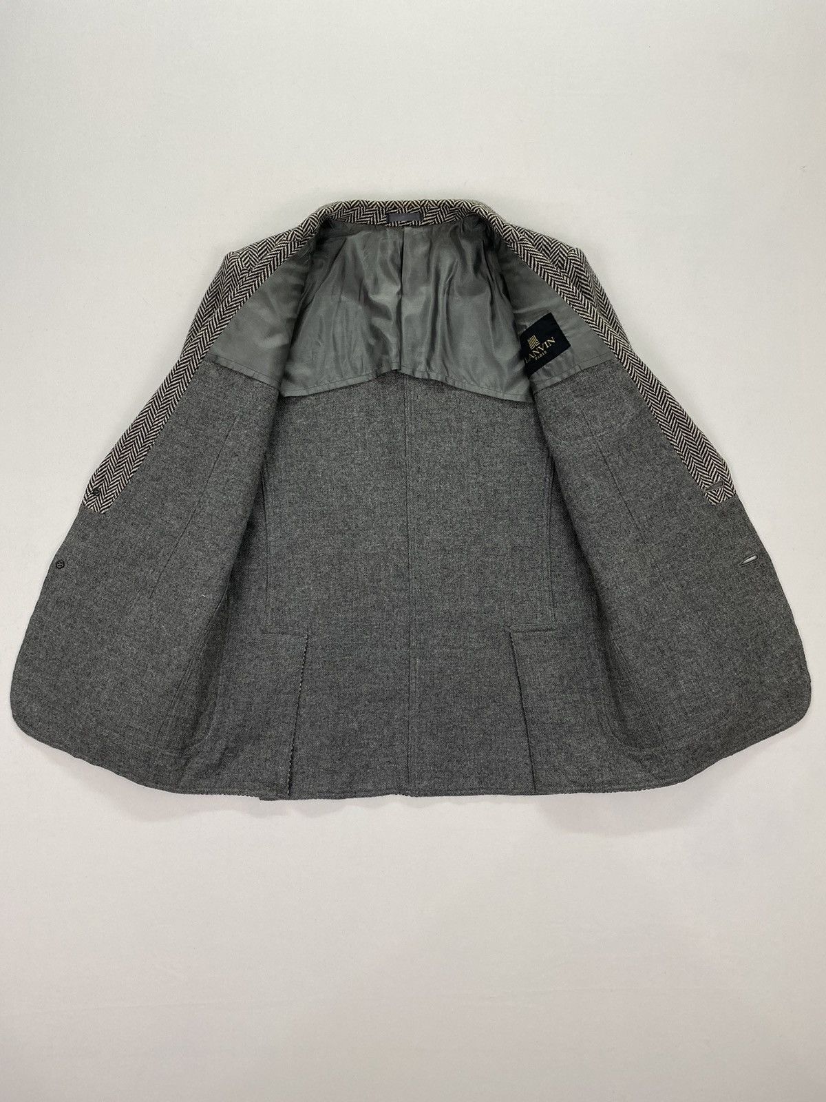 Designer × Lanvin × Vintage Lanvin Paris Dirty Herringbone Twill Wool Jacket Size US S / EU 44-46 / 1 - 7 Thumbnail
