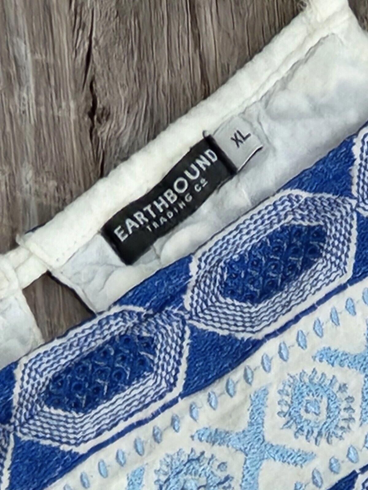 Designer Earthbound Trading Dress Extra Large White Embroidered Size XL / US 12-14 / IT 48-50 - 4 Thumbnail
