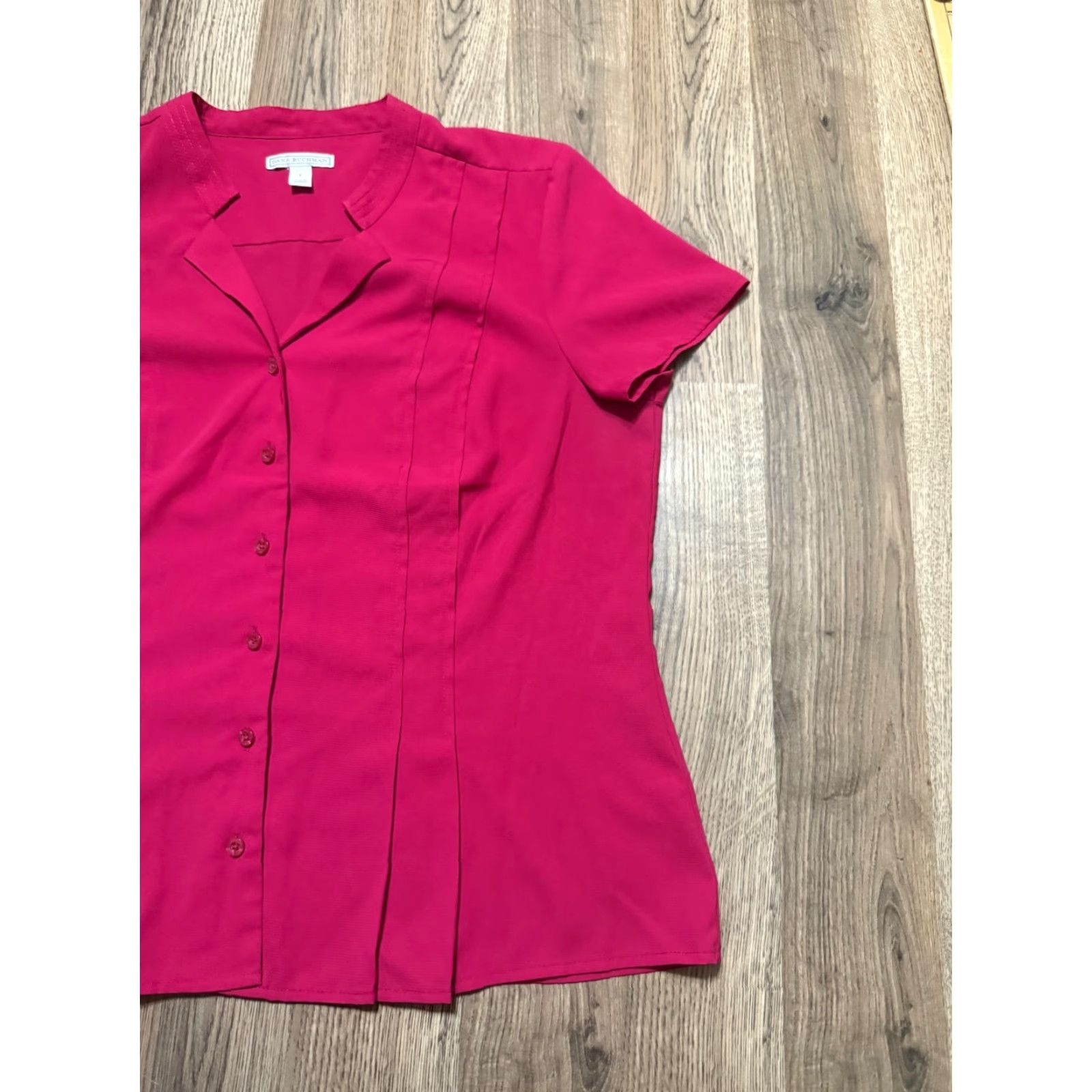 Vintage Dana Buchman Shirt Women L Red Short Sleeve Button-Up Vintage No Size L / US 10 / IT 46 - 4 Thumbnail