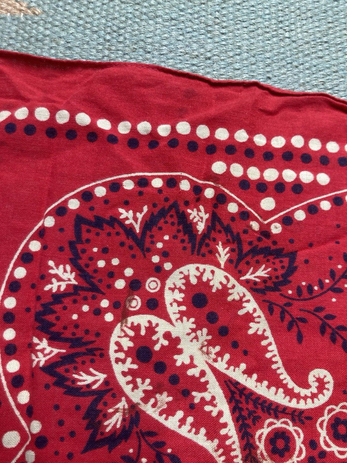Vintage elephant bandana trunk down handkerchief dots selvedge cowbo Size ONE SIZE - 10 Thumbnail