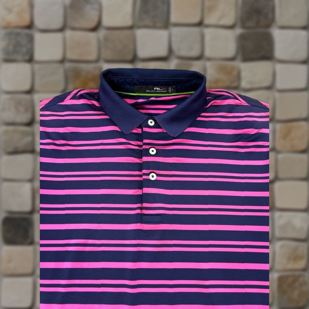 RLX Ralph Lauren RLX Ralph Lauren Polo Shirt Mens Large Pink Blue Golf Shirt Polo Size US L / EU 52-54 / 3 - 1 Thumbnail