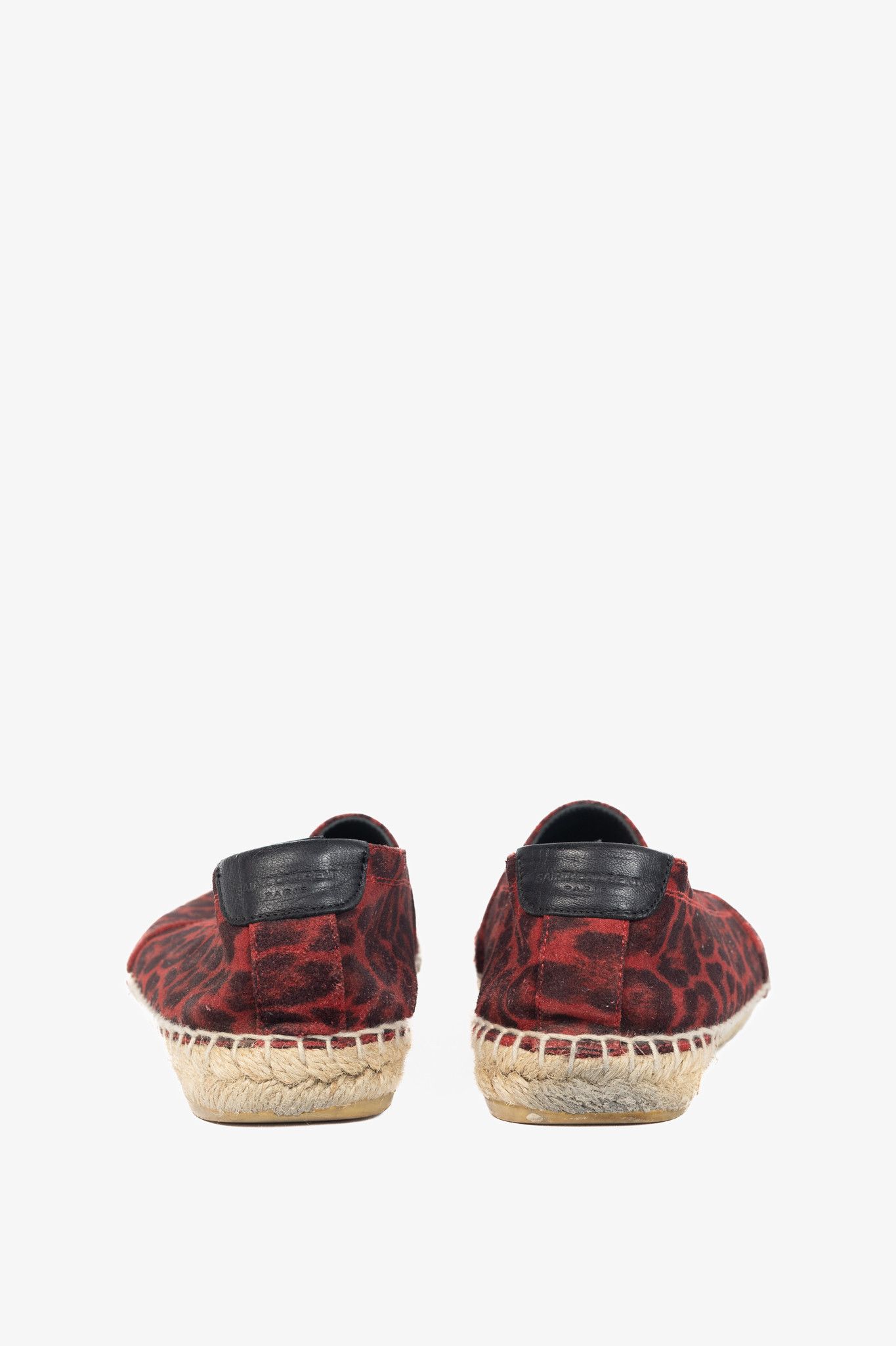 Saint Laurent Paris Saint Laurent Red Leopard Suede Flat Espadrilles Size US 4 / IT 34 - 3 Thumbnail