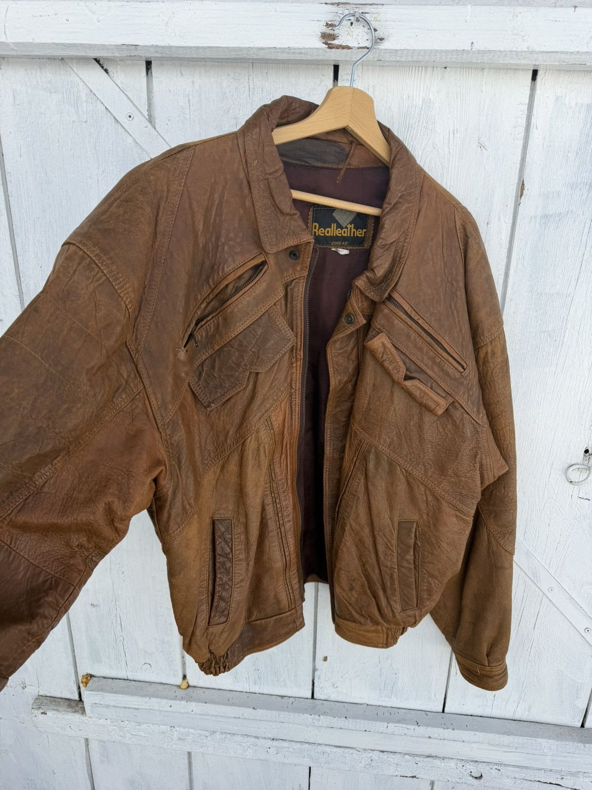 Vintage Vintage leather jacket bomber Size L / US 10 / IT 46 - 4 Thumbnail