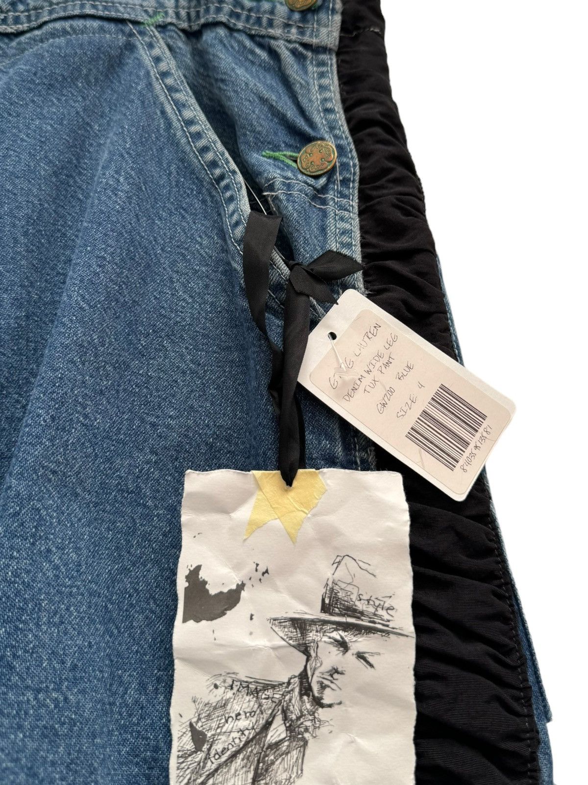 Greg Lauren Sz4 Denim Wide Leg Tux Baggy Pant Size US 34 / EU 50 - 7 Thumbnail