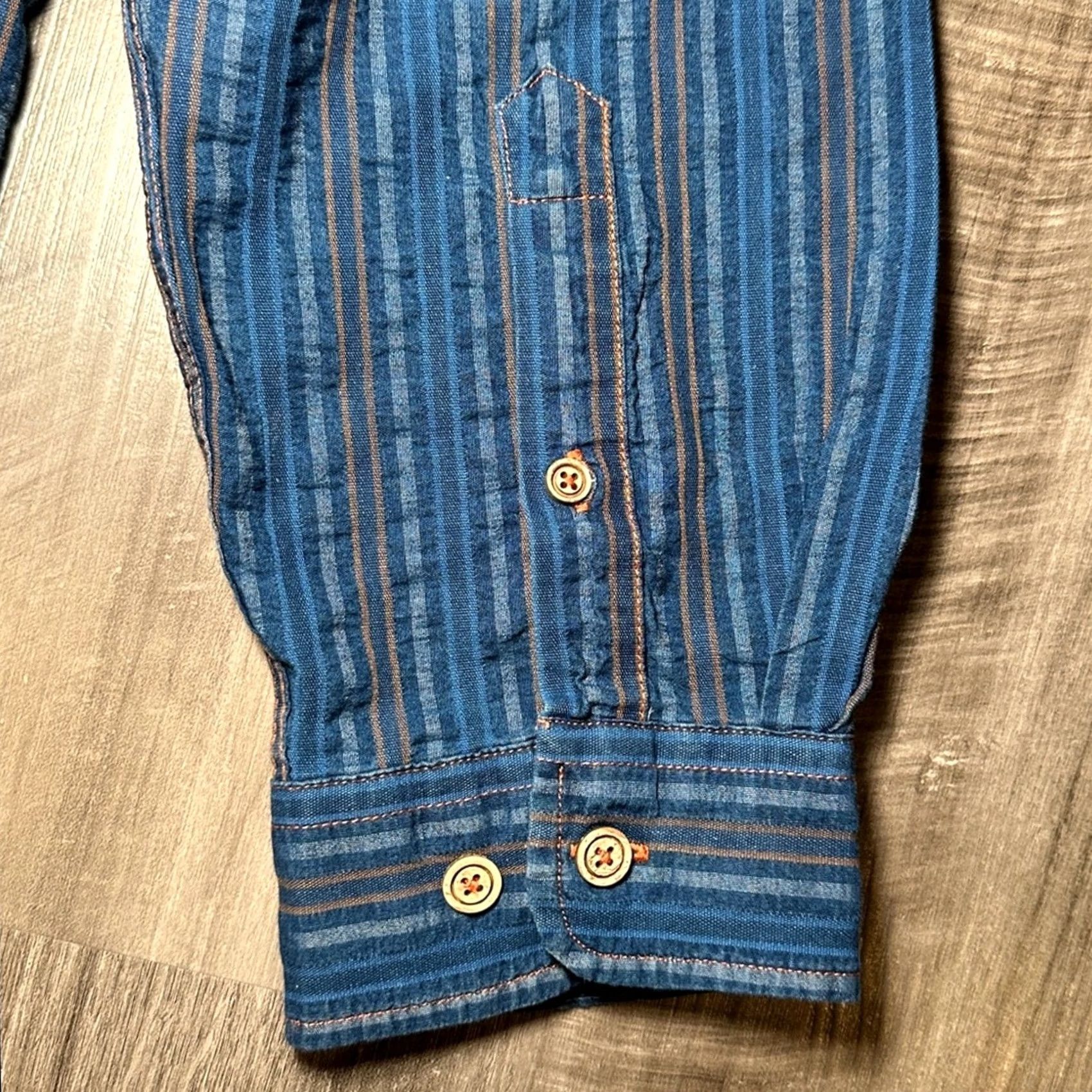 The Territory Ahead The Territory Ahead Harbor Island Striped Seersucker Long Sleeve Button - XLT Mens Shirt Blue Size US XL / EU 56 / 4 - 4 Thumbnail