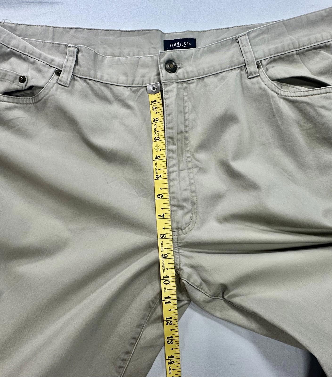 Van Heusen Van Heusen 100% Cotton Flat Front Chinos Brown Mens 40/30 Size US 40 / EU 56 - 5 Thumbnail