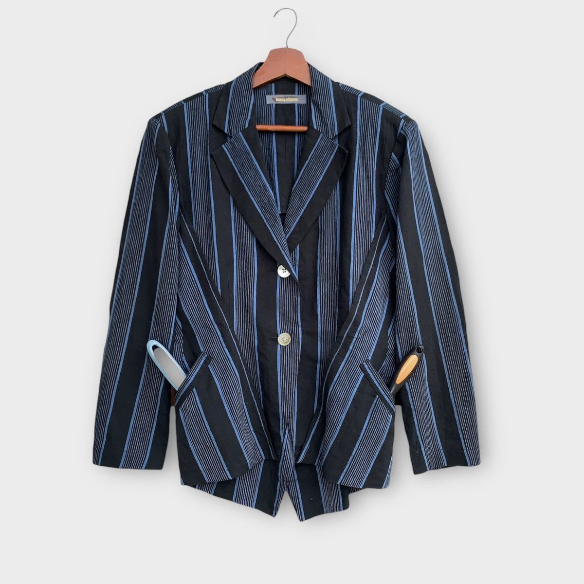 Issey Miyake 80s ISSEY MIYAKE ASYMMETRICAL STRIPED HEMP ARCHIVE WOMENS Size M / US 6-8 / IT 42-44 - 2 Thumbnail