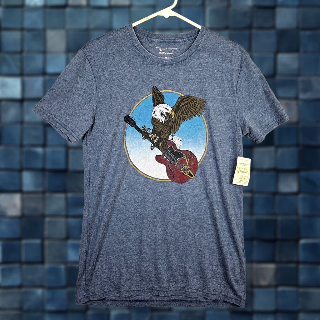 Lucky Brand Lucky Brand Burnout Men's Blue Graphic Short Sleeve T-shirt Size S NEW Size US S / EU 44-46 / 1 - 1 Thumbnail