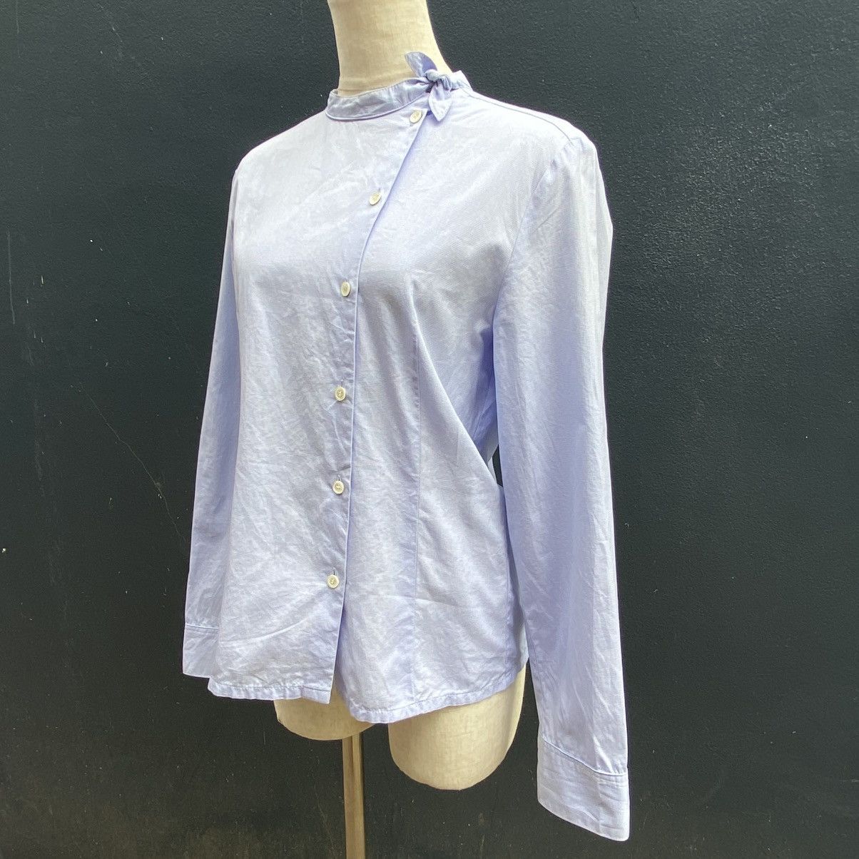 Issey Miyake I.S. Light Blue Asymmetrical Button-Up Blouse Size M / US 6-8 / IT 42-44 - 15 Thumbnail
