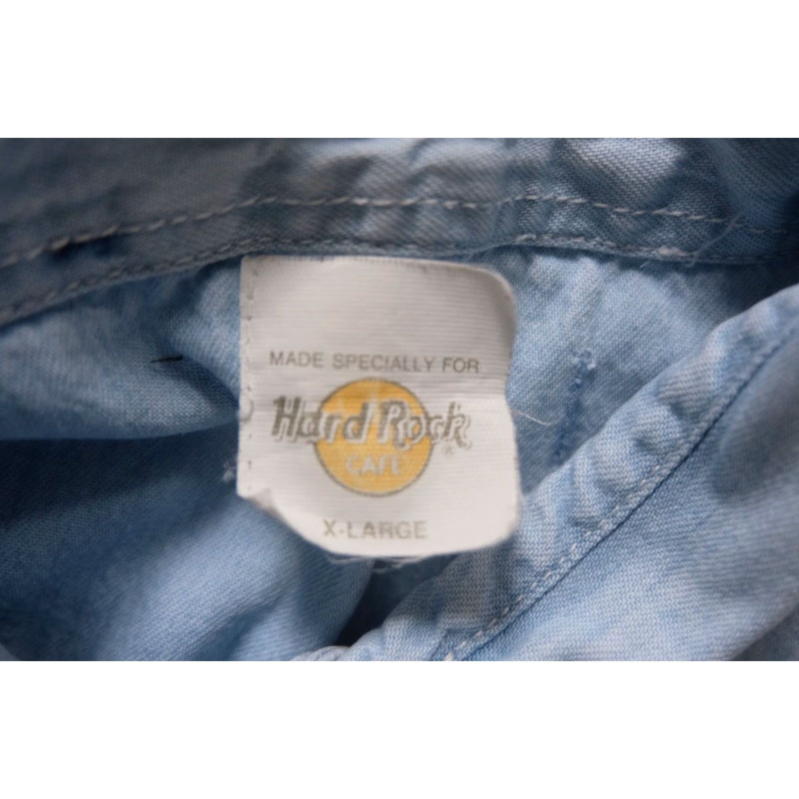 Hard Rock Cafe VINTAGE Hard Rock Cafe Denim Shirt Casual Button-Down XL Men Blue 90s New York Save the Planet Embroidered Button-Up Short/Long Sleeve? Size US XL / EU 56 / 4 - 7 Thumbnail