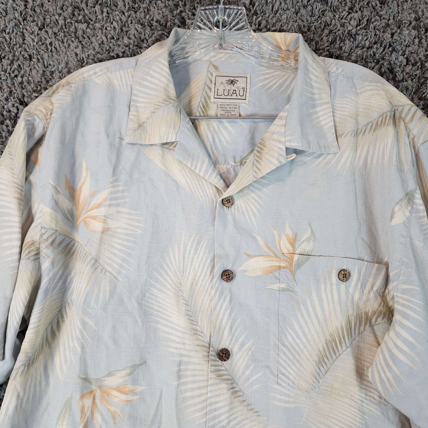 Vintage VINTAGE Luau Silk Floral Button-Up Shirt Adult Medium Blue Casual Mens Size US 31 - 3 Thumbnail