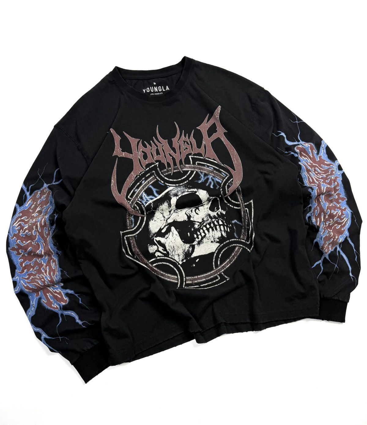 YoungLA Y2K YoungLA Skull Graphic Long Sleeve Goth Metal Streetwear Size US XL / EU 56 / 4 - 2 Thumbnail