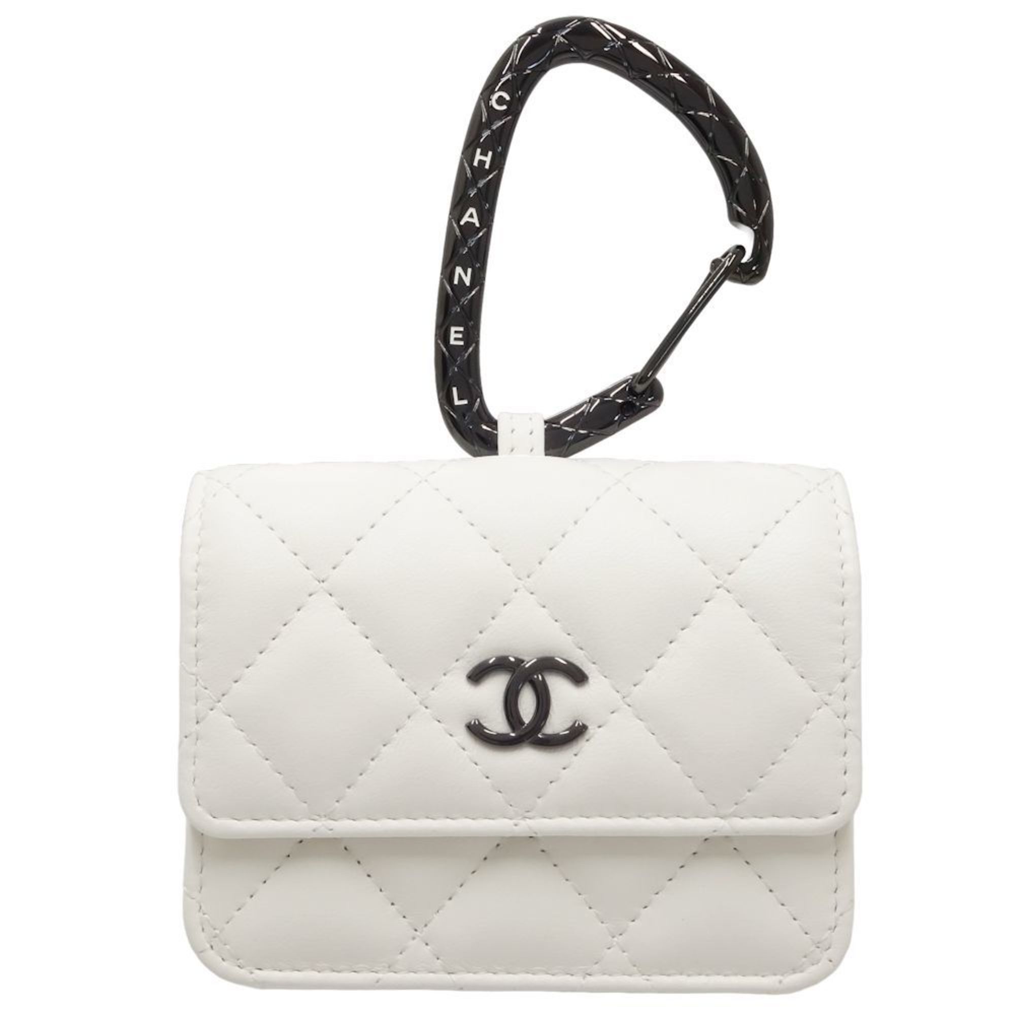 image of Chanel Matelasse Coco Mark Jewel Hook Ap2397 Card Case Lambskin White 180216, Women's