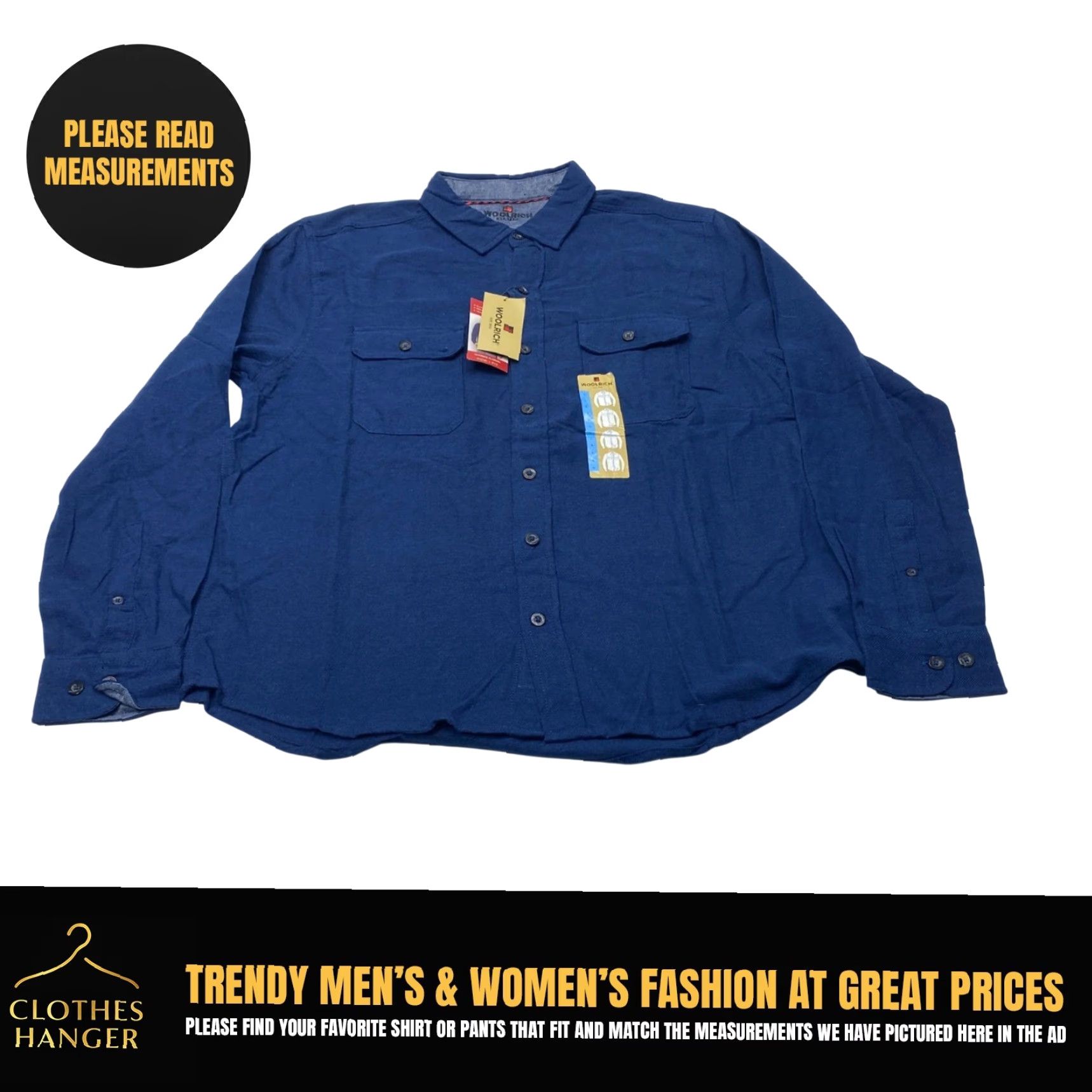 Vintage Woolrich Shirt Mens Large Blue Herringbone Flannel Button Up Brushed Cotton Size US L / EU 52-54 / 3 - 2 Thumbnail