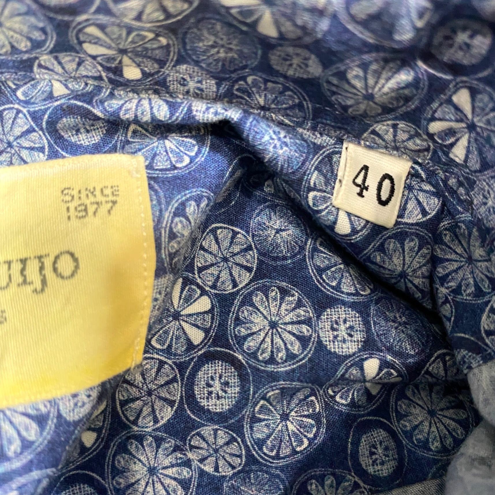 Vintage Lander Urquijo Mens Shirt 40 Floral Spread Collar Blue Long Sleeve Button-Up Size US L / EU 52-54 / 3 - 6 Thumbnail