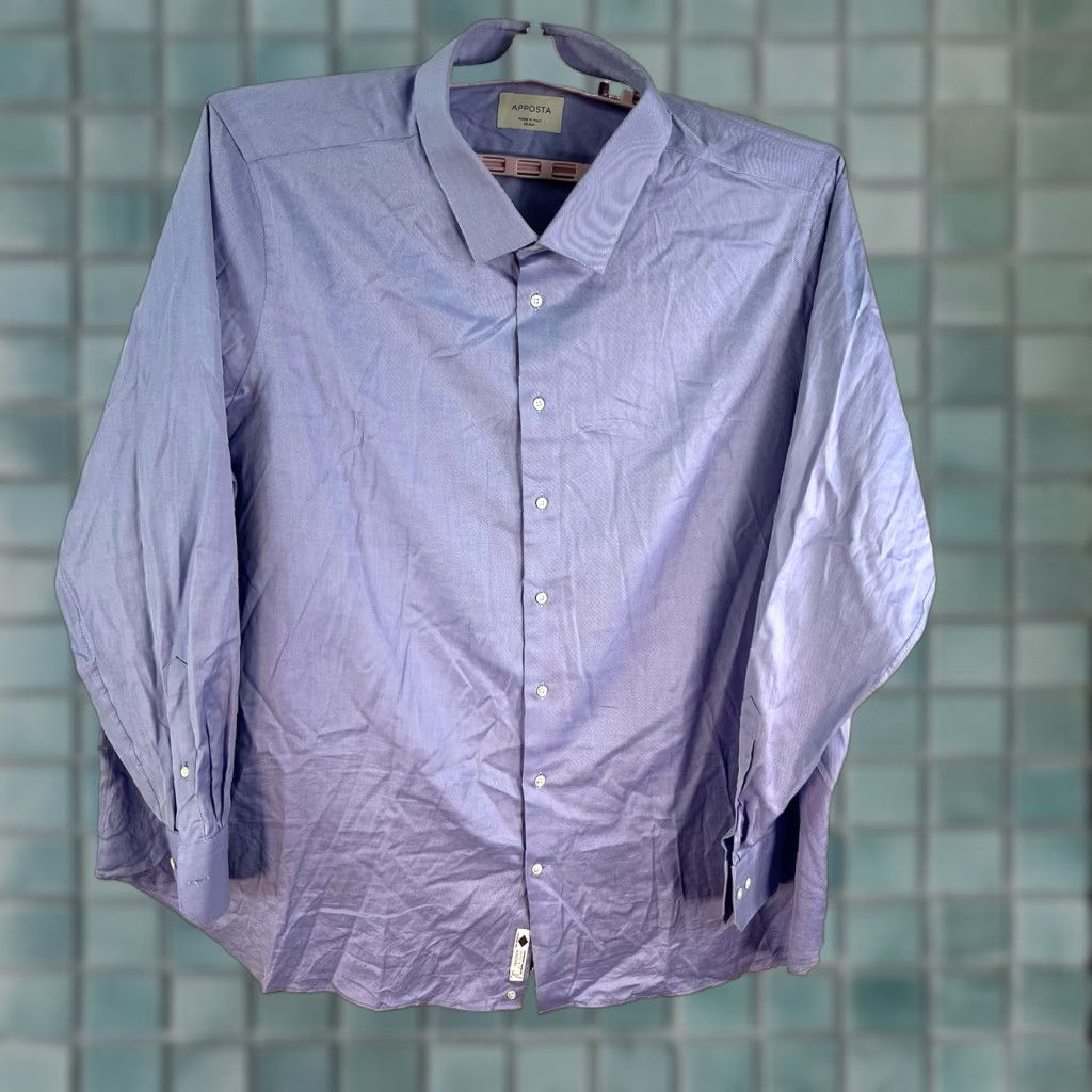 Vintage VINTAGE Apposta Men's Dress Shirt Cotton Striped Button-Up 4XL Blue Italian Theme Size US XXL / EU 58 / 5 - 1 Thumbnail